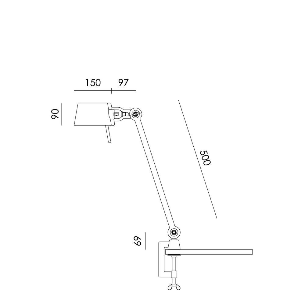 Tonone Bolt Desk 1 arm clamp smokey black
