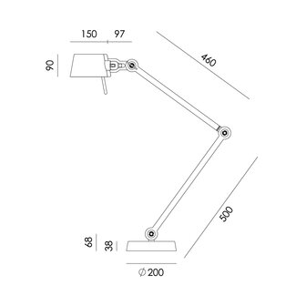 Tonone Bolt Desk 2 arm foot smokey black