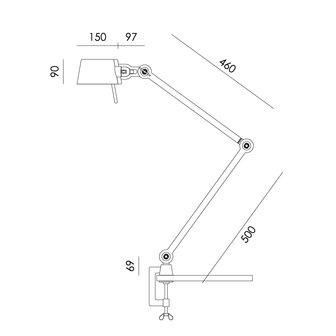 Tonone Bolt Desk 2 arm clamp smokey black