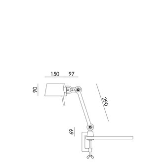 Tonone Bolt Desk 1 arm clamp small smokey black