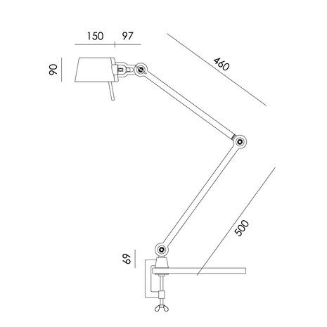 Tonone Bolt Desk 2 arm clamp smokey black