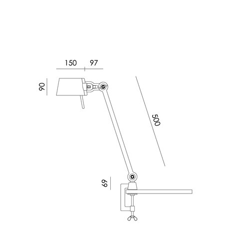 Tonone Bolt Desk 1 arm clamp smokey black