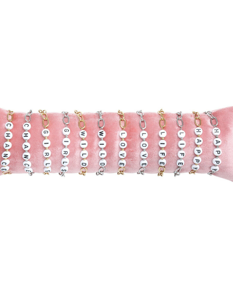 Joy's Label tekst armbandjes zilver of goud