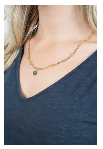 Zusss schakelketting met groene agaat hangertje 