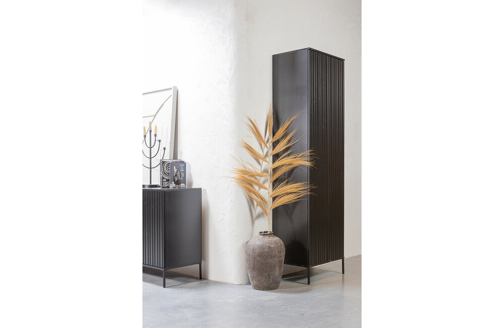 WOOOD Premium New Gravure hoge kast met lade grenen zwart