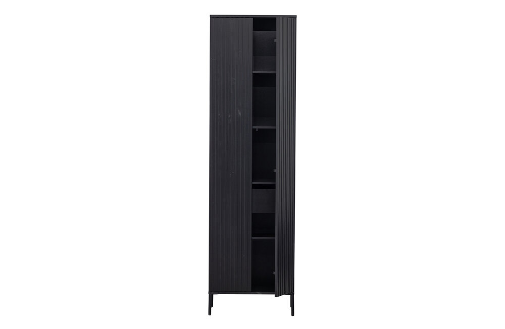 WOOOD Premium New Gravure hoge kast met lade grenen zwart