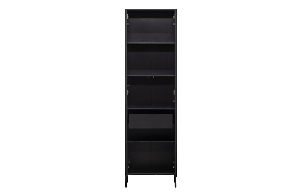 WOOOD Premium New Gravure hoge kast met lade grenen zwart