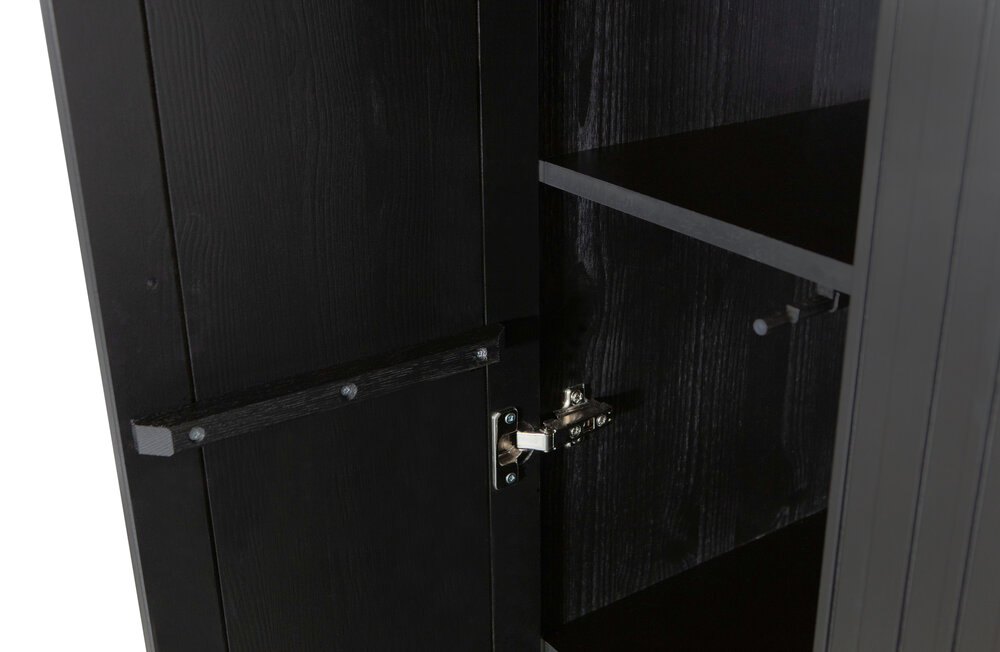 WOOOD Premium New Gravure hoge kast met lade grenen zwart