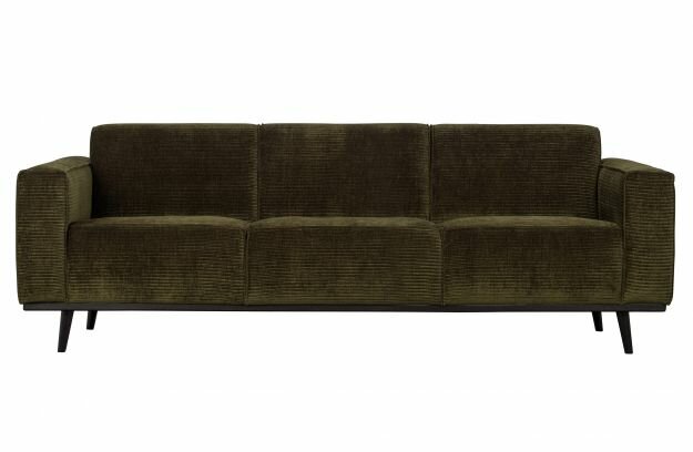 WOOOD Premium Statement 3-zits Bank 230cm Brede Platte Rib Warm Groen