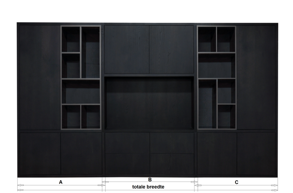 Vermeer Deel kast 4lade-tv gedeelte-2drs (uit 1geheel)-tv vak 127x80cm