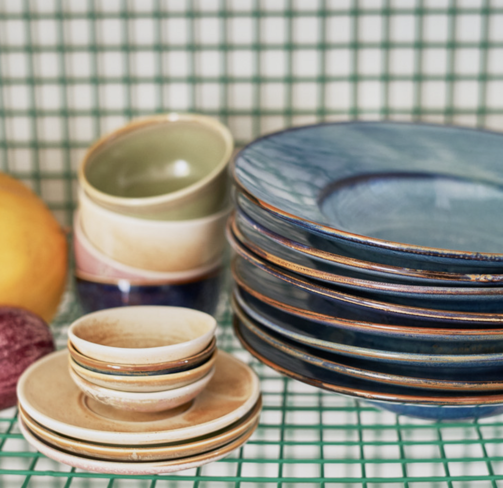 HKLIVING kom rustieke creme/bruin 