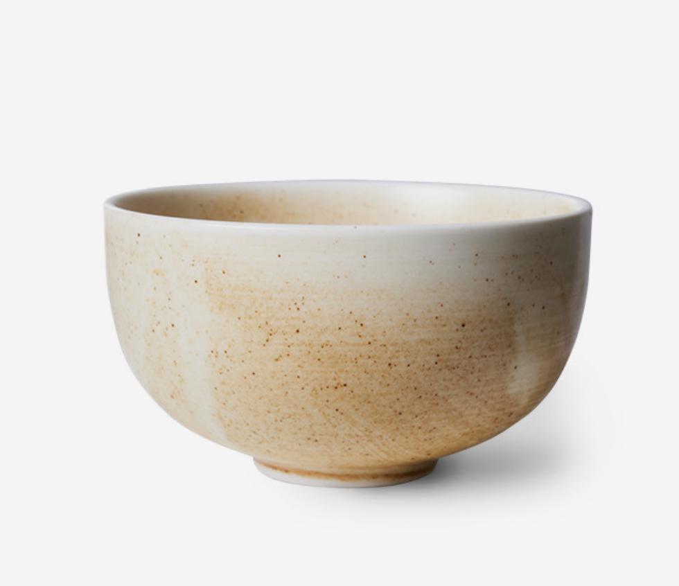 HKLIVING kom rustieke creme/bruin 