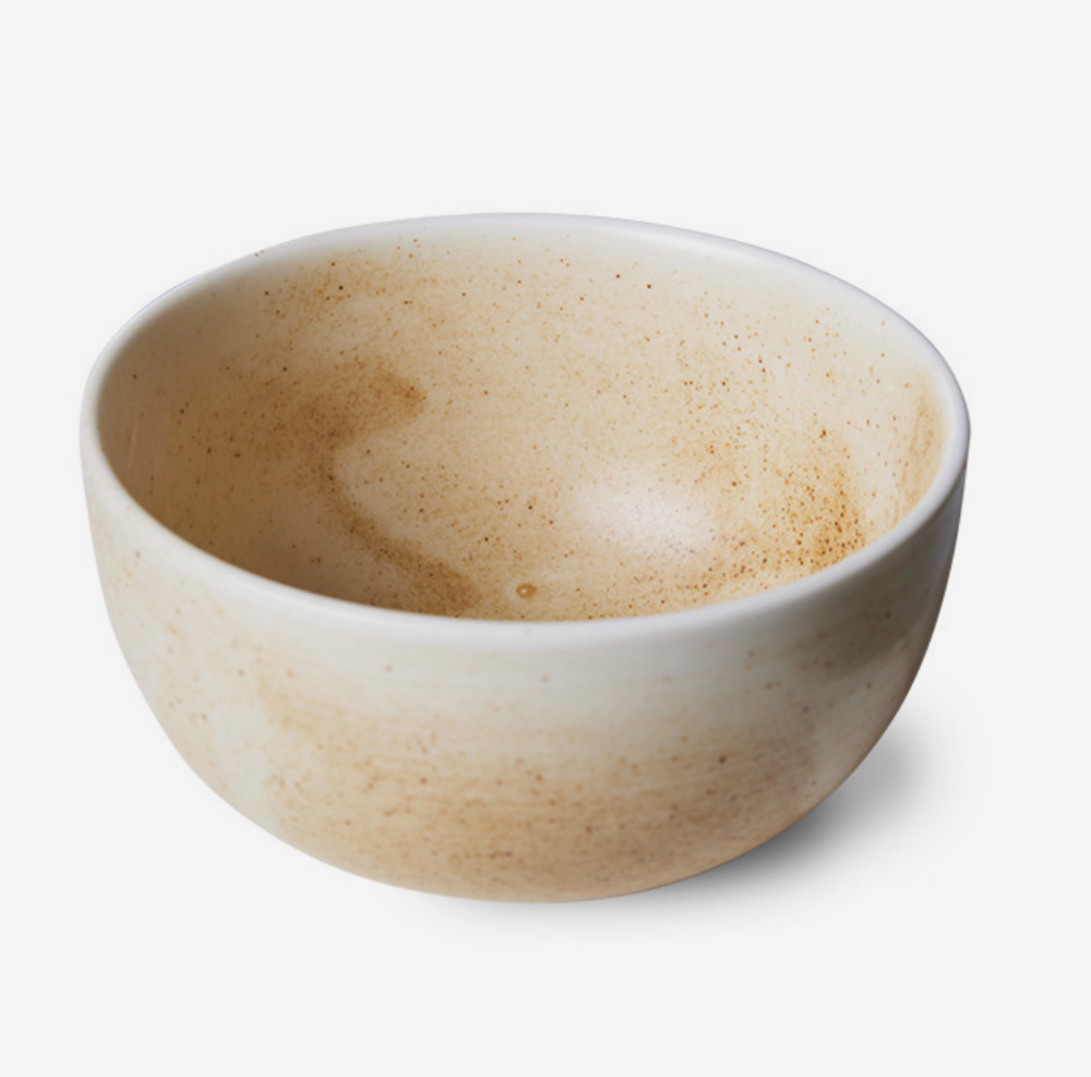 HKLIVING kom rustieke creme/bruin 