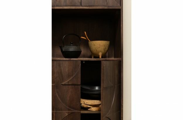 WOOOD Premium Draw 4-deurs opbergkast mango hout walnoot