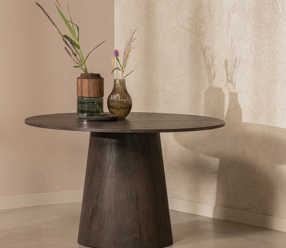 Woood Maan Eettafel Rond MDF Donkerbruin 120cm