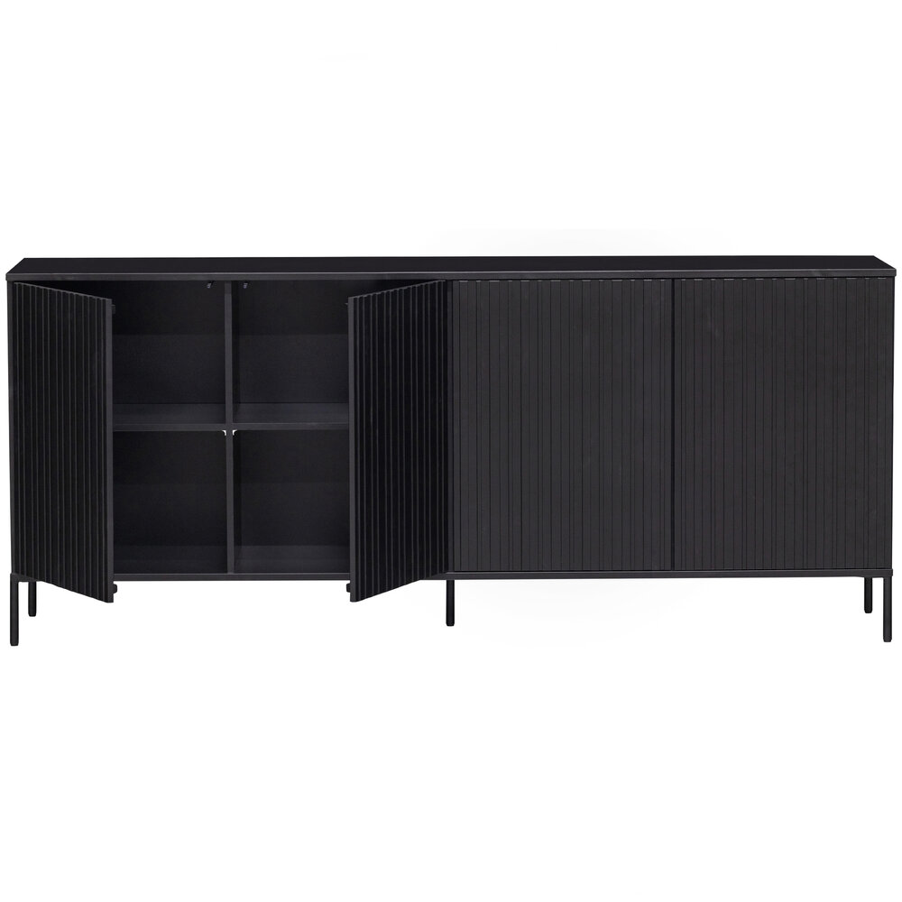 WOOOD Premium New gravure dressoir 200 cm grenen zwart [fsc]