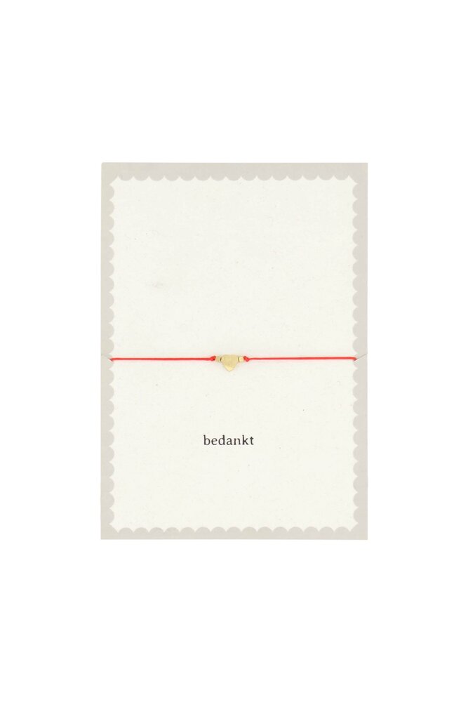Zusss ansichtkaart bedankt met armbandje hartje rood