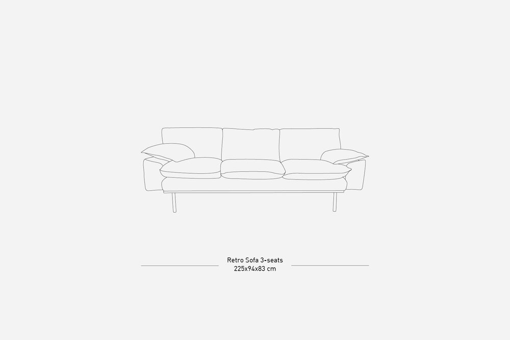 HKLIVING Retro Sofa 3 Zits, corduroy velvet corduroy, aged gold