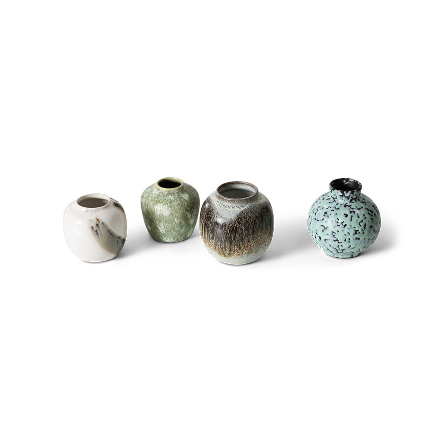 HKLIVING 70s ceramics: small vases, canyon (set of 4)