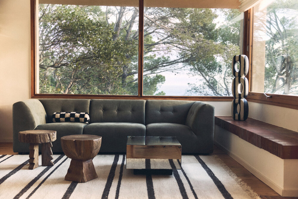 HKLIVING Striped woolen kelim cream, 200x300cm