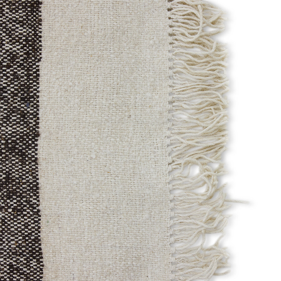 HKLIVING Striped woolen kelim cream, 200x300cm