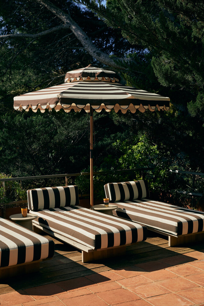 HKLIVING Striped patio umbrella stracciatella
