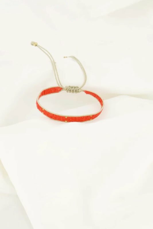 Zusss Miyuki armbandje Stipje koraalrood