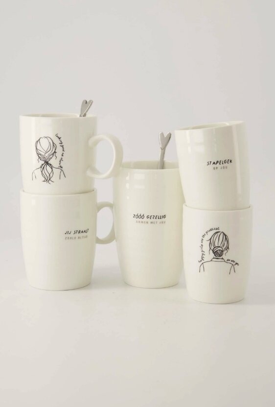 Zusss koffiemok stapelgek wit zwart