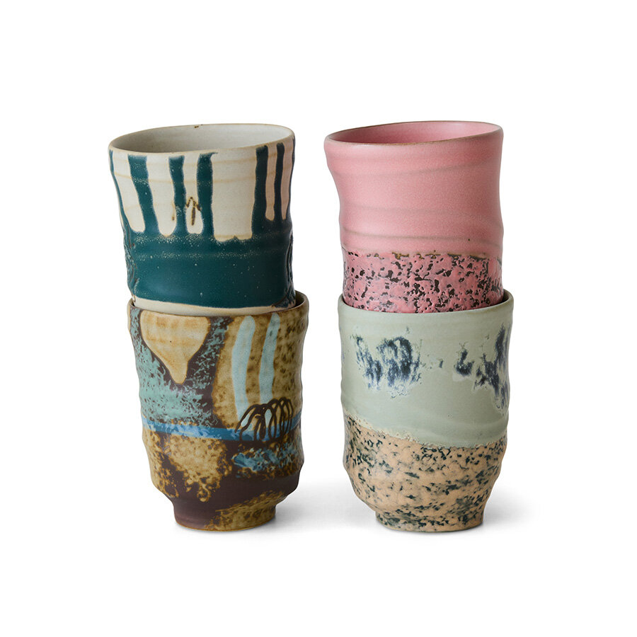 HKLIVING Artist ceramics coffee mugs set of 4