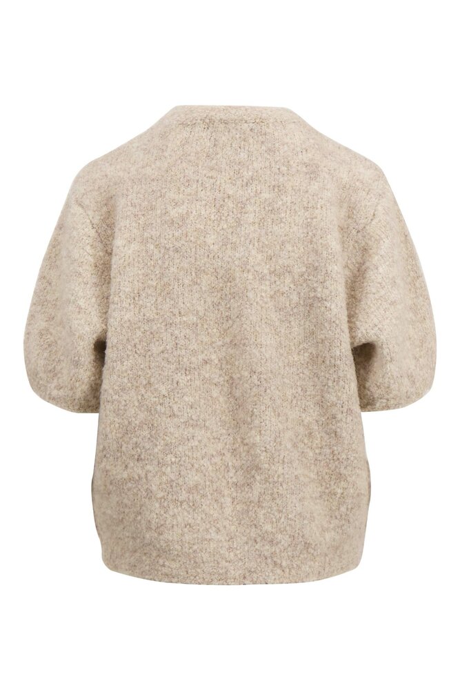 Zusss boucle trui met ronde hals beige