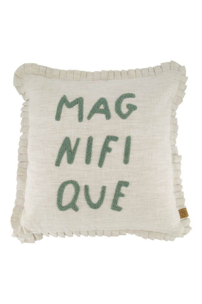 Zusss kussen ruffle magnifique 45x45cm peper en zout/grijsblauw