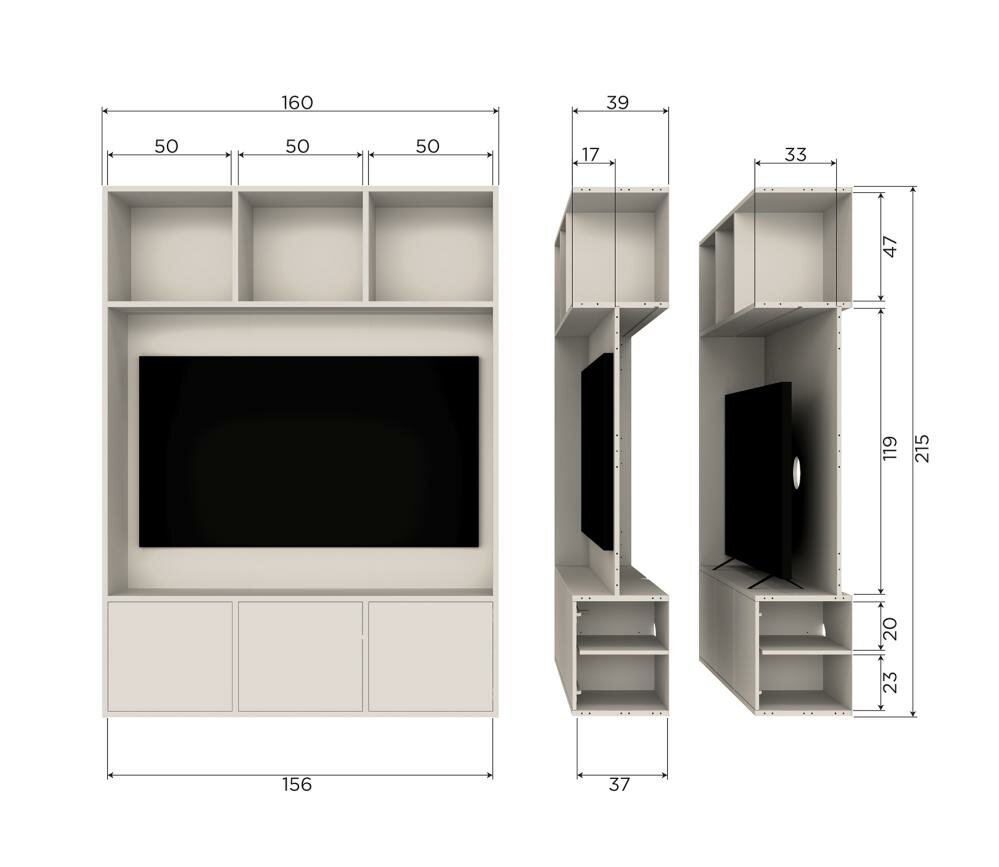 WOOOD Meggy TV Opbergkast 160cm Grenen Dust