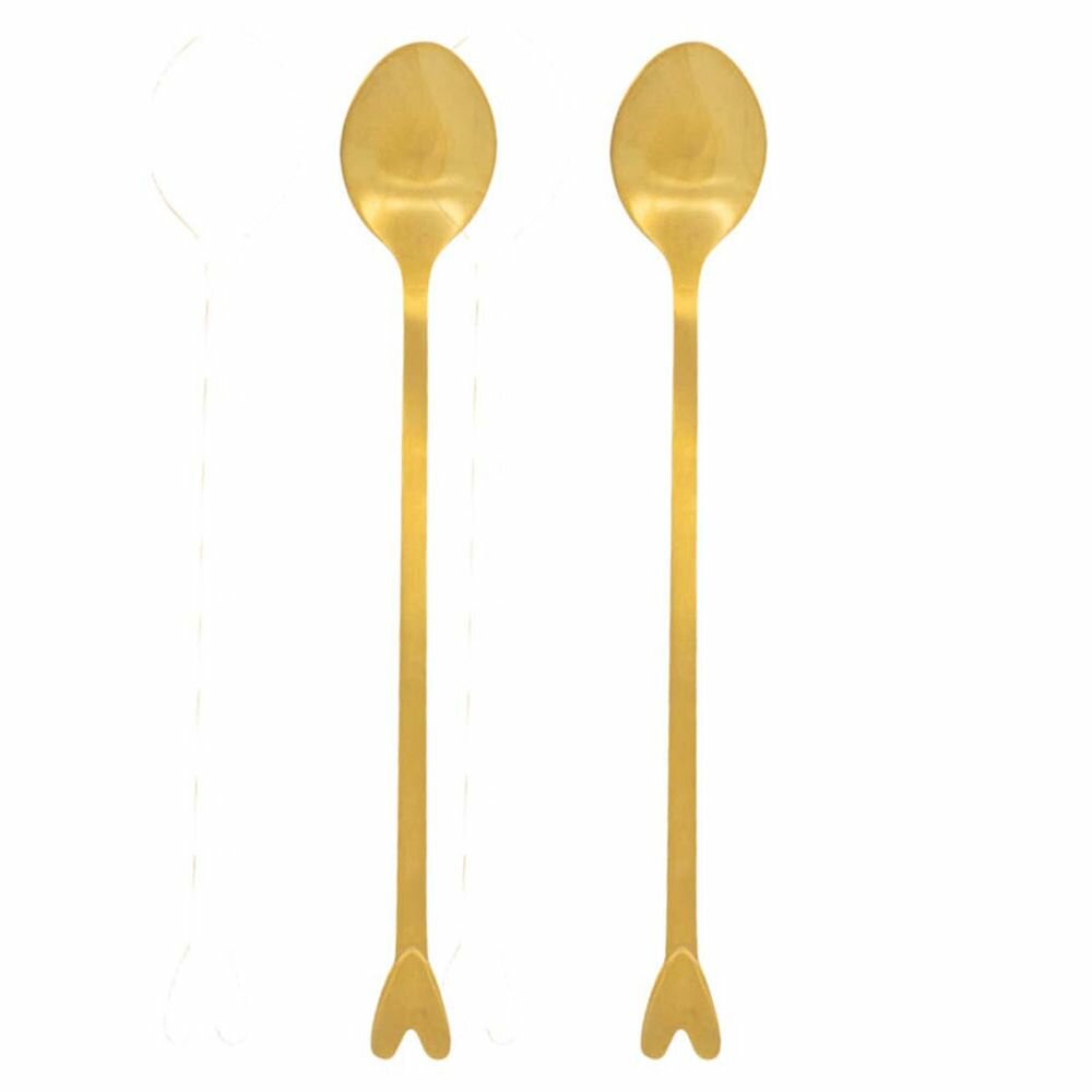 Zusss set van 2 lange lepels hartje goudkleurig