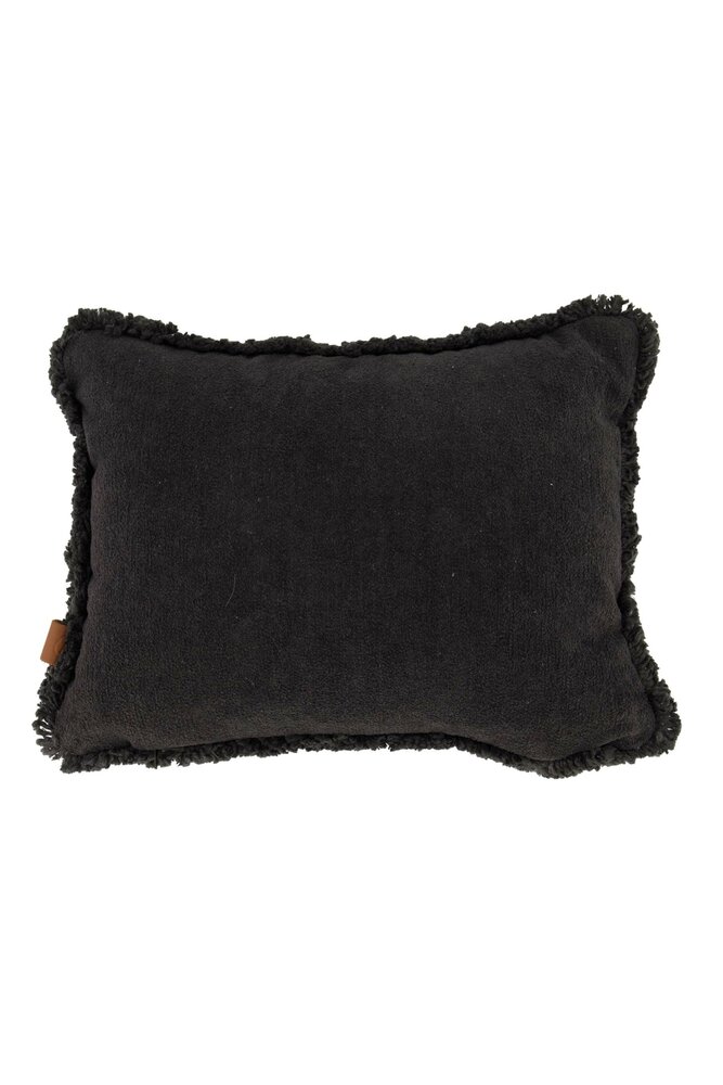 Zusss kussen velvet zilver hartje 35x25cm antracietgrijs