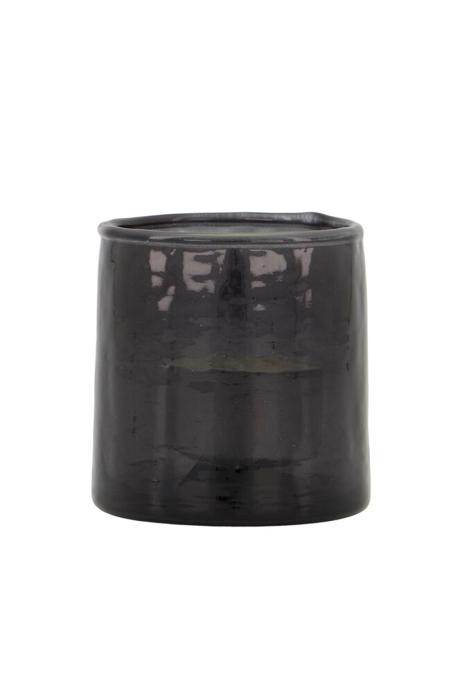 Zusss waxinelichthouder hammered glas S antracietgrijs