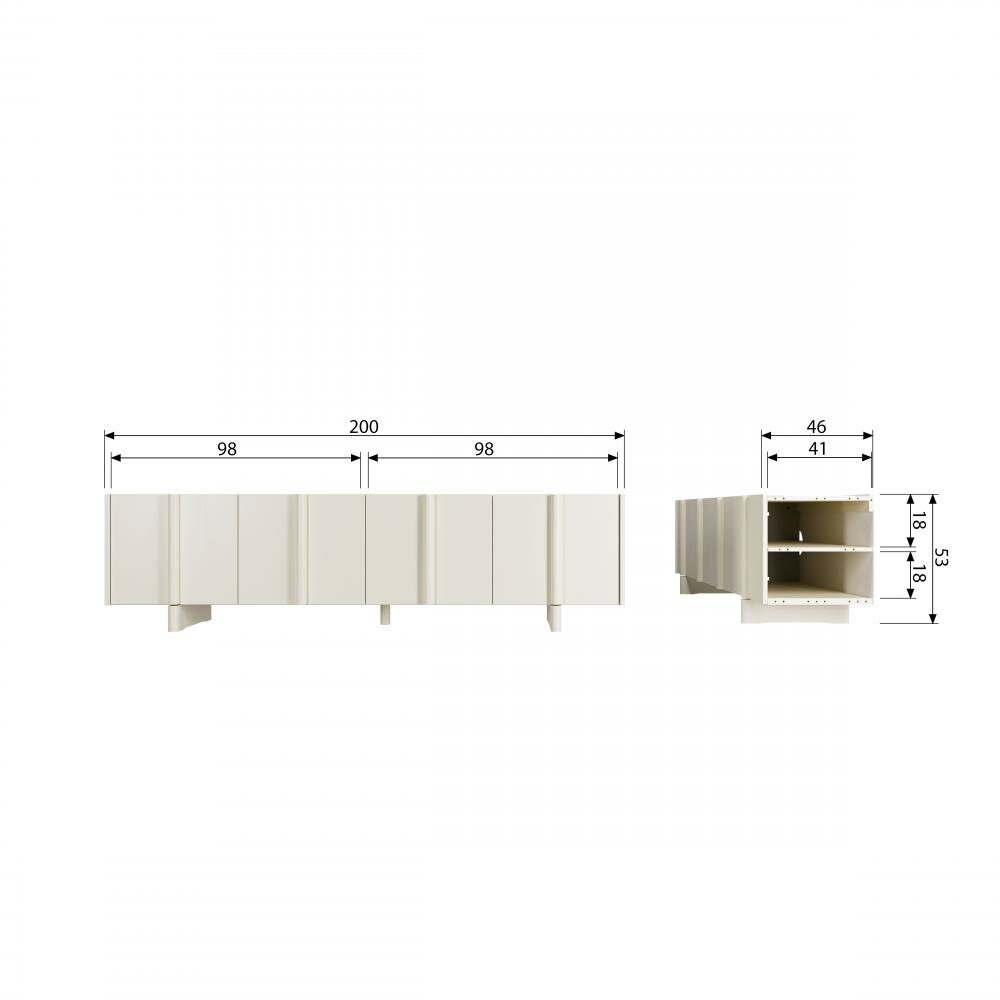 WOOOD Basu TV Meubel Grenen Dust 200cm