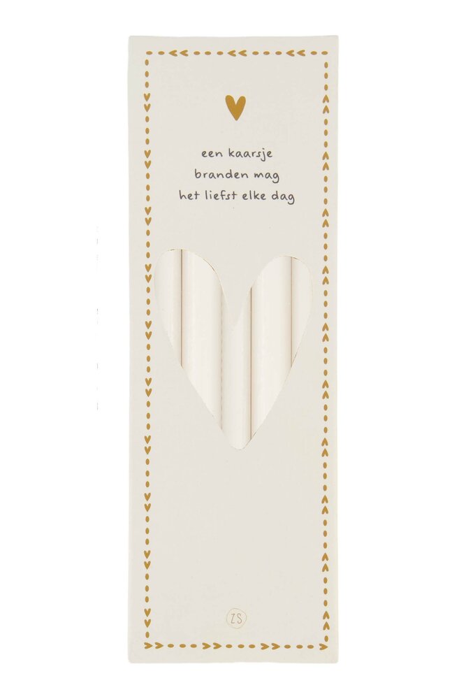Zusss doosje met smalle kaarsjes of white