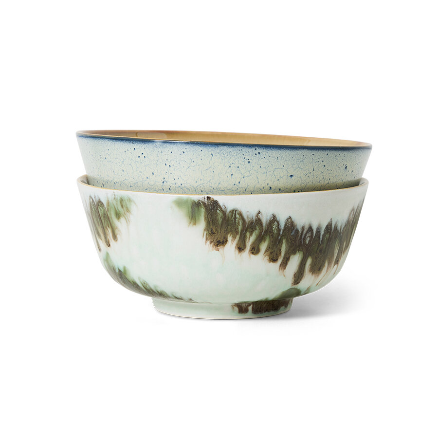 HKLIVING 70's ceramics Ramen Bowls Minimalist, Set Of 2