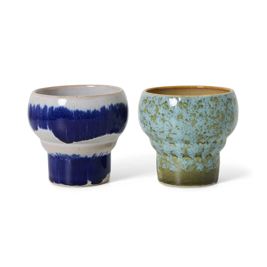 HKLIVING 70's ceramics Lungo Mugs Symbolist, Set Of 2