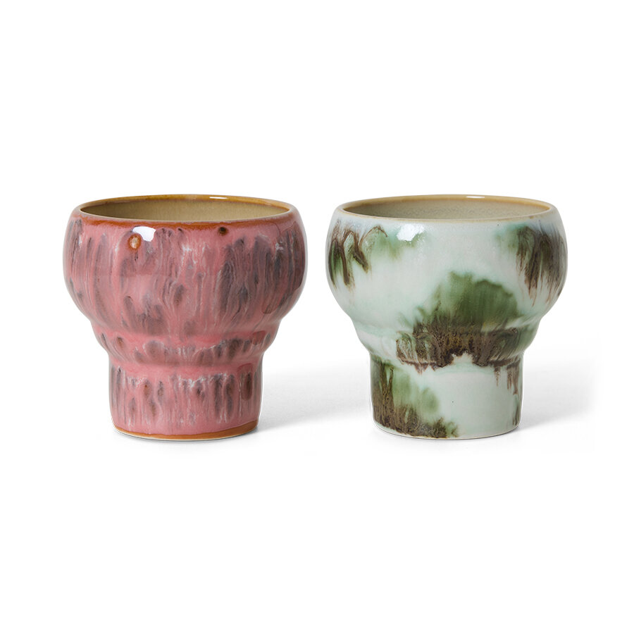 HKLIVING 70's ceramics Lungo Mugs Expression, Set Of 2