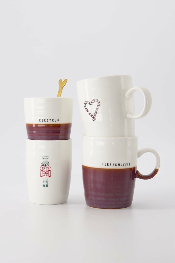 Zusss koffiemok kerstkus wit donkerrood