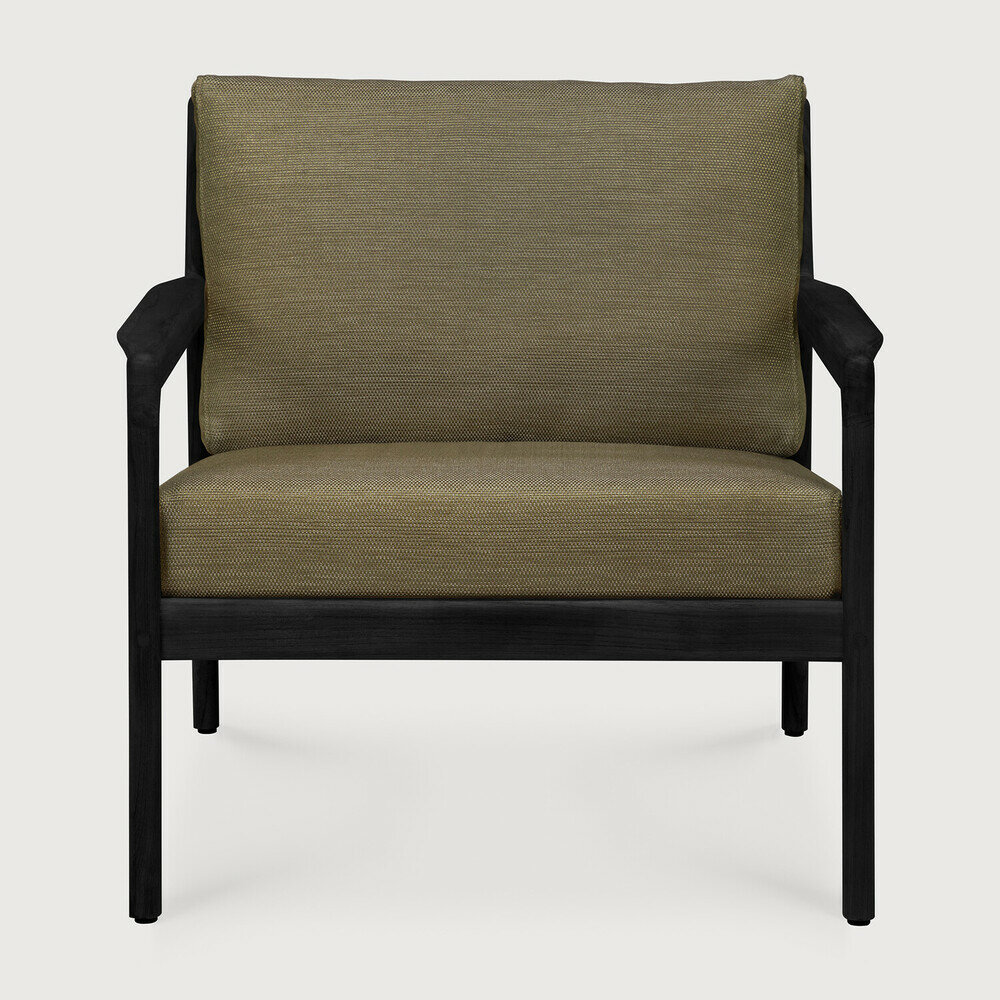 Ethnicraft Jack Outdoor Loungestoel Zwart met Groene Kussens