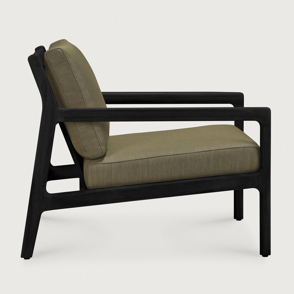 Ethnicraft Jack Outdoor Loungestoel Zwart met Groene Kussens