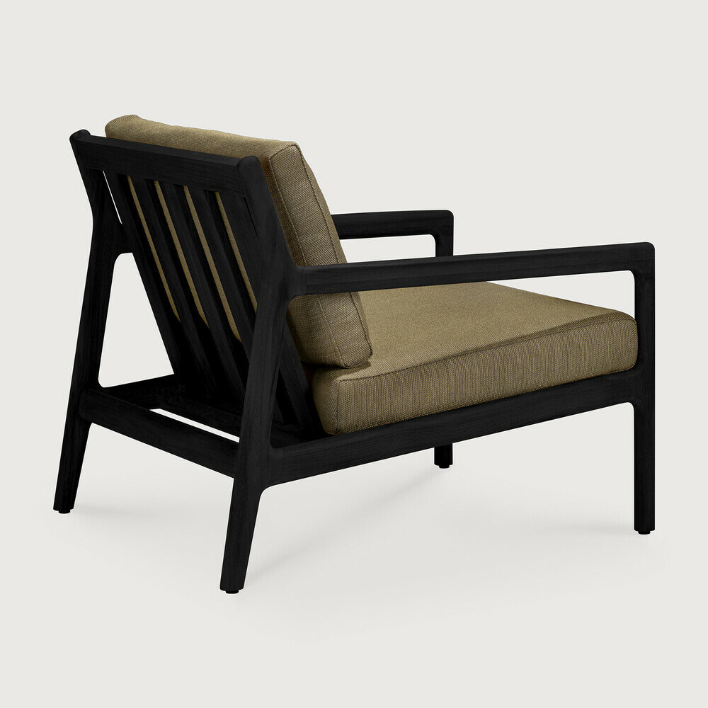 Ethnicraft Jack Outdoor Loungestoel Zwart met Groene Kussens
