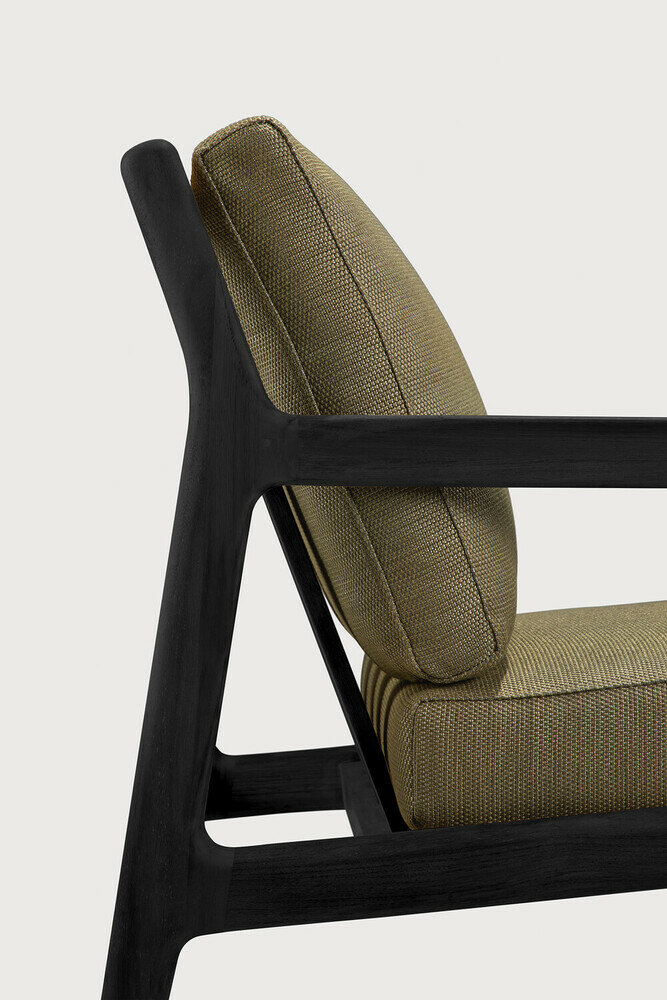 Ethnicraft Jack Outdoor Loungestoel Zwart met Groene Kussens