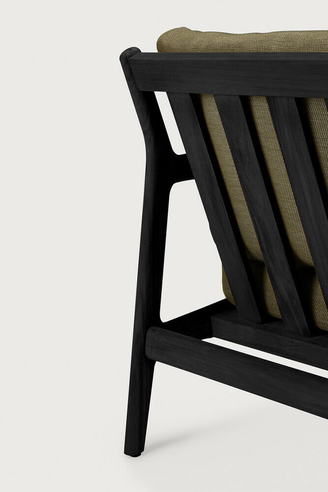 Ethnicraft Jack Outdoor Loungestoel Zwart met Groene Kussens