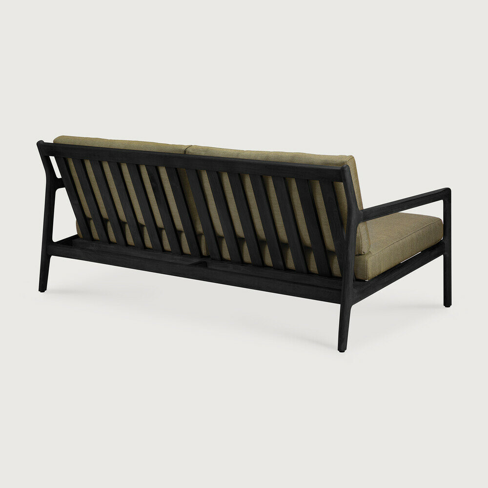 Ethnicraft Jack Outdoor 2-Zits Bank Zwart met Groene Kussens