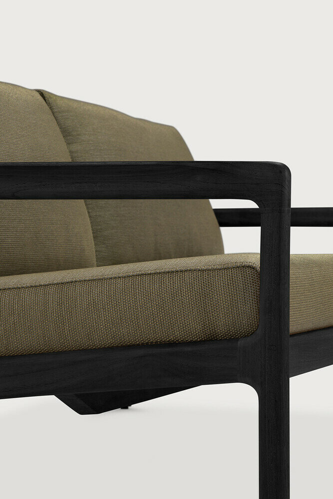 Ethnicraft Jack Outdoor 2-Zits Bank Zwart met Groene Kussens