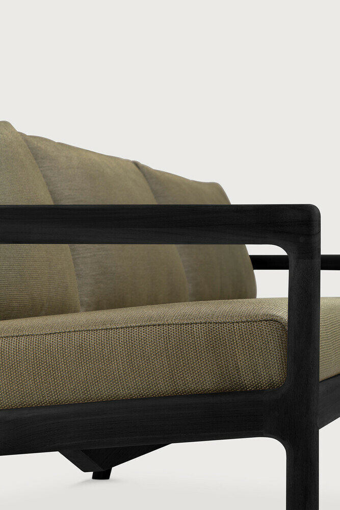 Ethnicraft Jack Outdoor 3-Zits Bank Zwart met Groene Kussens