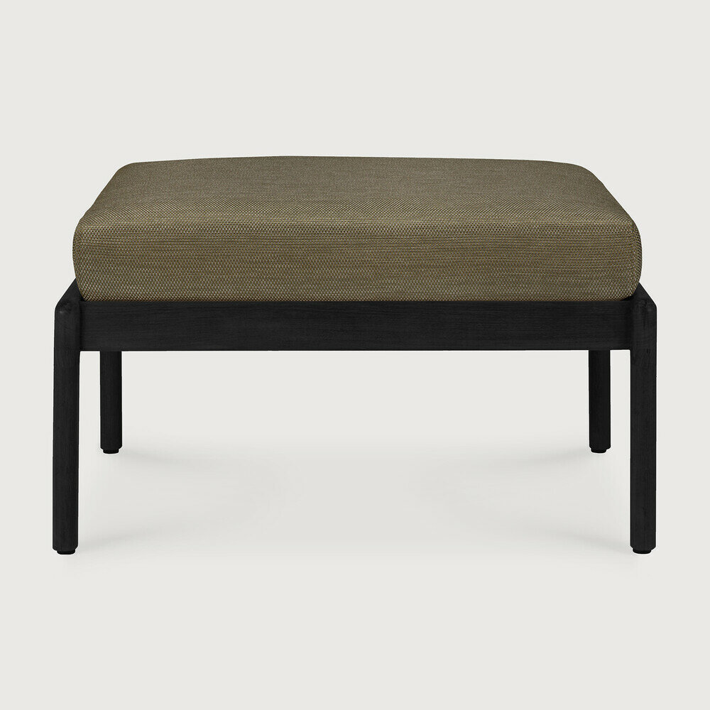Ethnicraft Jack Outdoor Voetenbank Zwart met Groene Kussens
